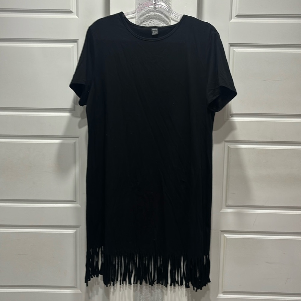 Long black fringe dress